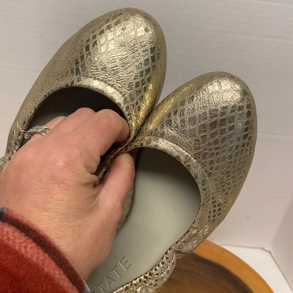 1. sTAte SHAY Gold Leather Snakeskin Ballet Flats - Picture 5 of 8